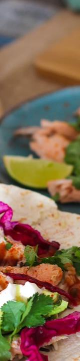 Crispy Salmon Tacos with Lime Slaw