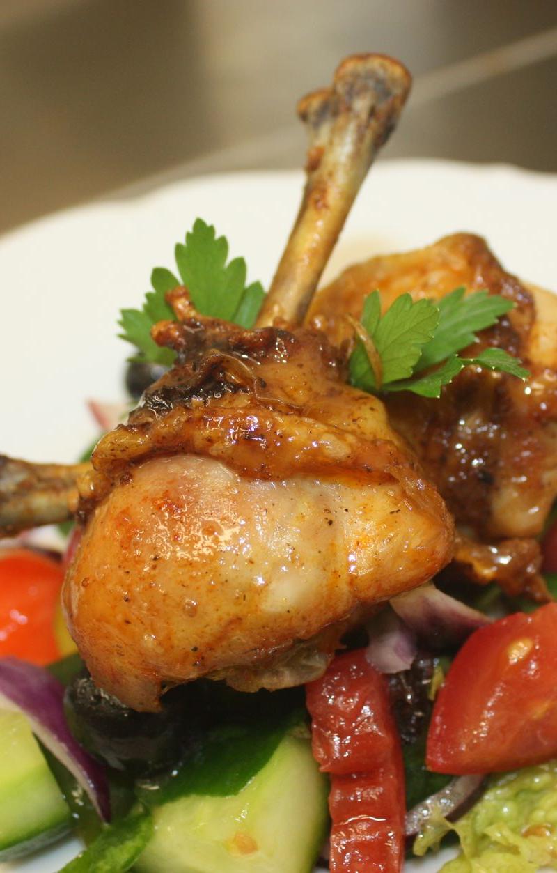 Lemon Oregano Chicken Thighs with Greek Salad
