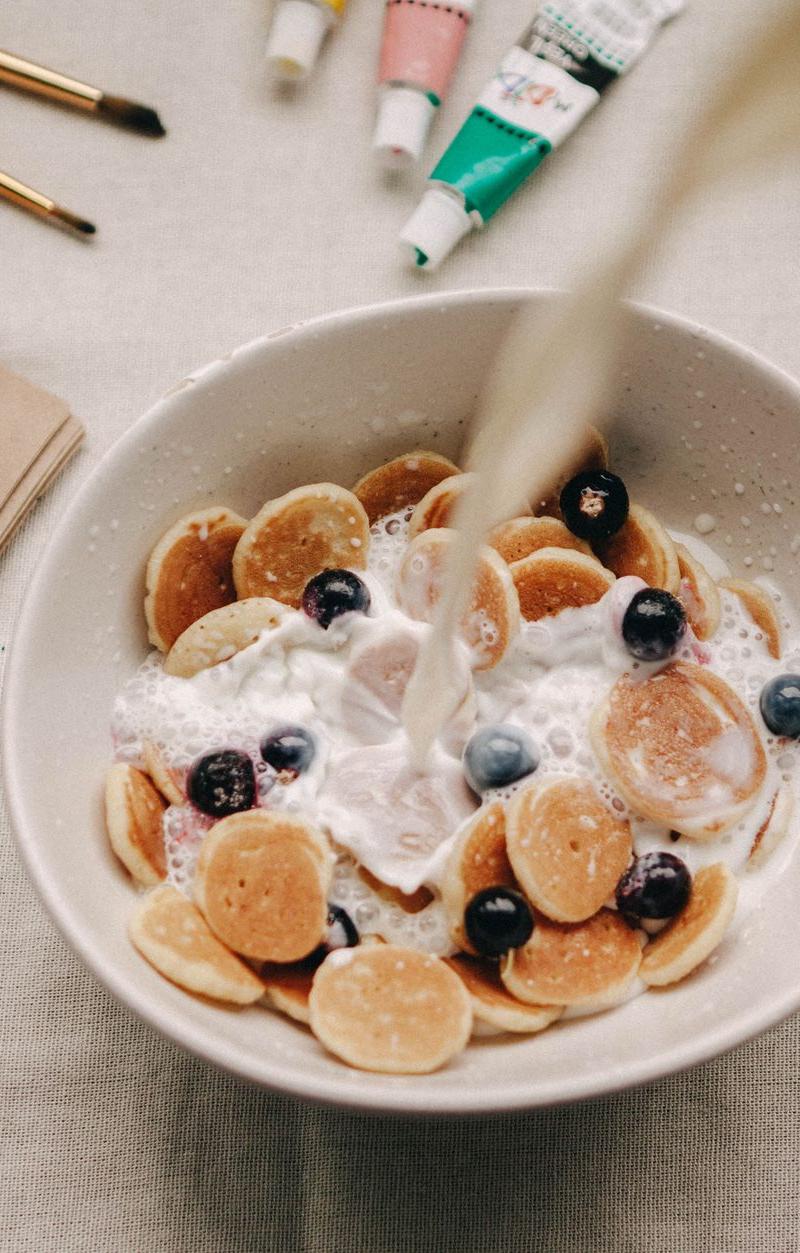 Cereal Pancakes with Blueberries