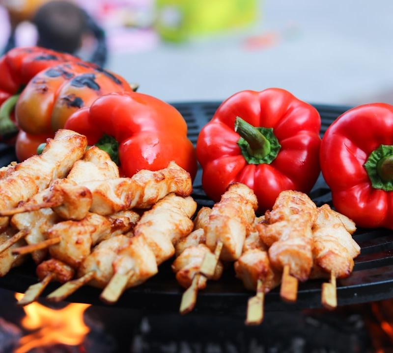 Glazed BBQ Chicken & Pepper Skewers