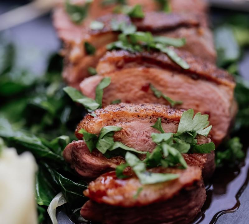 Garlic Butter Pork with Greens & Potatoes