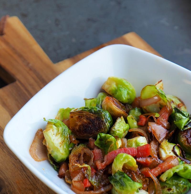 Warm Sesame Brussels & Lentil Salad