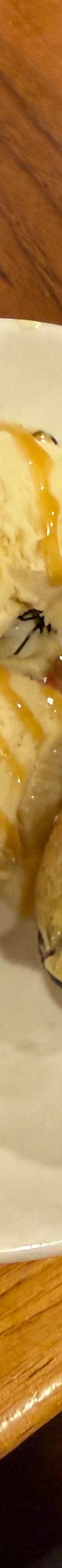 Pancake with Vanilla Ice Cream and Caramel Sauce